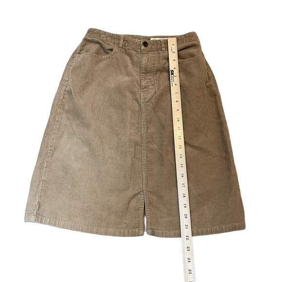 Eddie Bauer women size 4 tan midi corduroy slit front skirt belt loops pockets - Picture 4 of 9